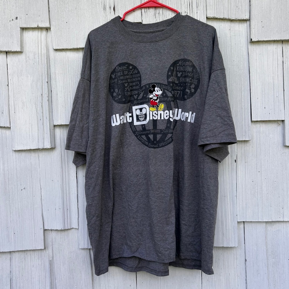 Disney Parks Mickey Mouse Walt Disney World Graphic T-Shirt Gray 3XL New